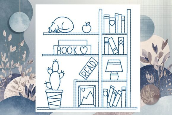 Bookshelf 2 Line Art